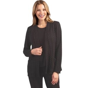 NWT HABITAT Shawl Pocket Jacket Black Cobblestone Knit Cardigan Size L